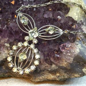Unusual Sterling Lind Gal Vintage Pendant Necklace w/ Moonlight Rhinestones